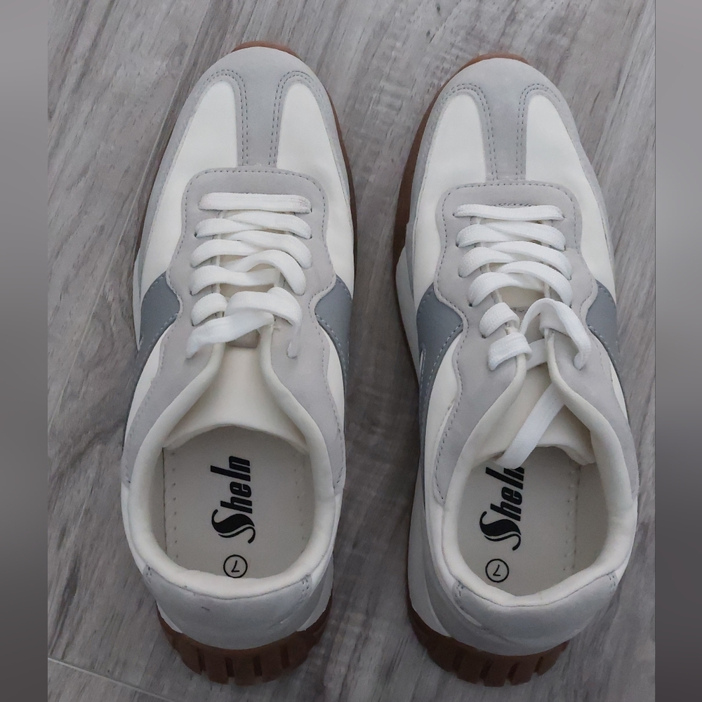 Women's White and Gray Sneakers